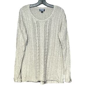 Oh Baby by Motherhood tan sweater cable knit detail cuffs maternity wool blend L